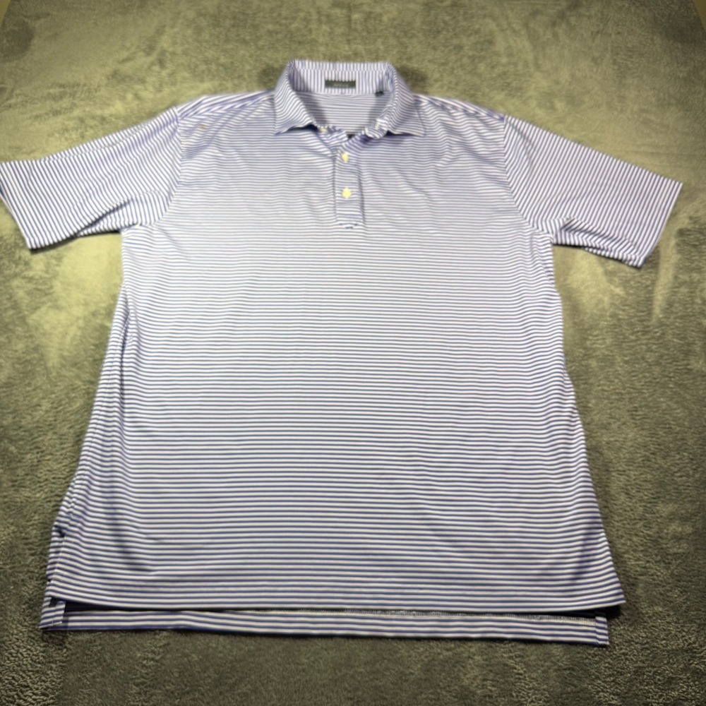 Turtleson Mens Purple White Striped Performance Golf Polo Shirt Size Large L